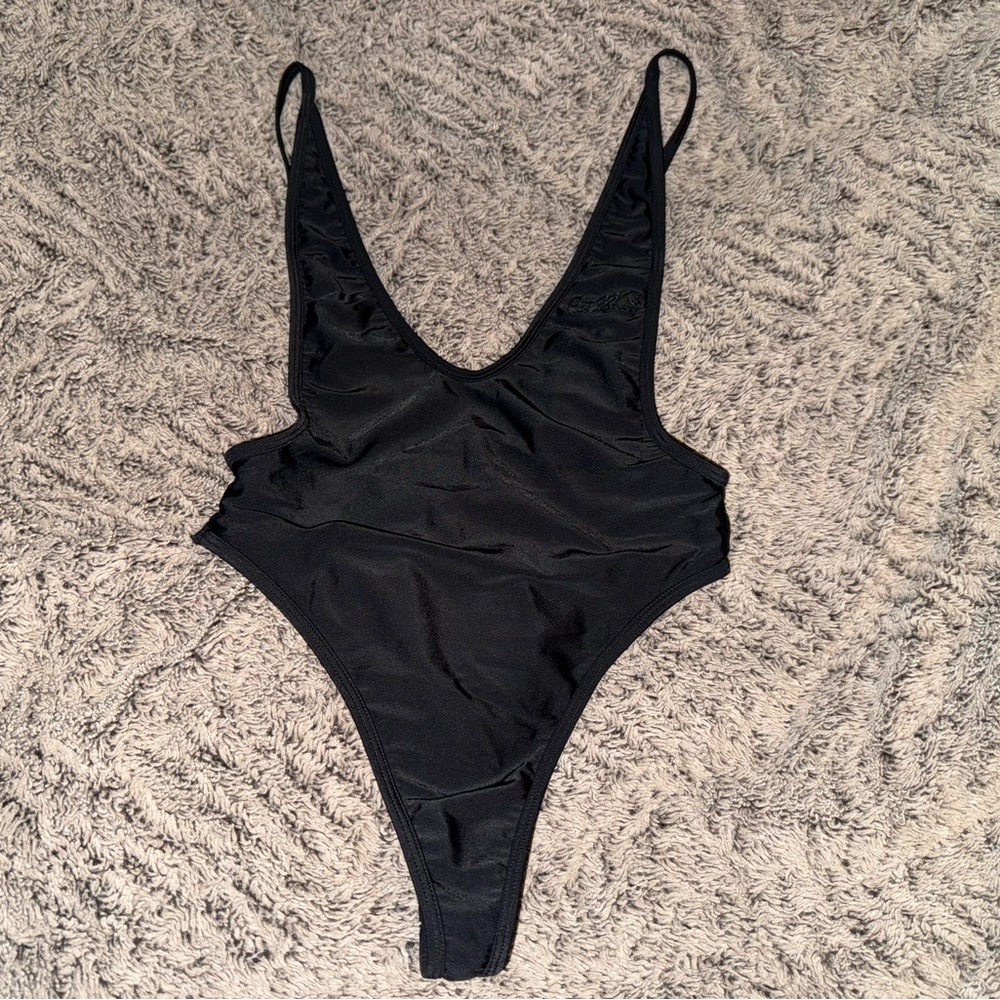 Chooks LA Manhattan Black Retro One Piece The Original Thong Swimsuit Bikini (S)